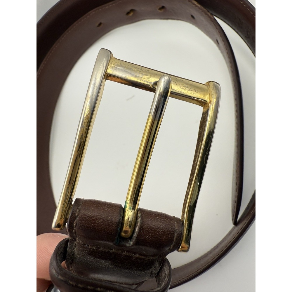 Polo Ralph Lauren Classic Brown Leather Belt Gold Buckle Leather Sz 40 - Picture 2 of 7